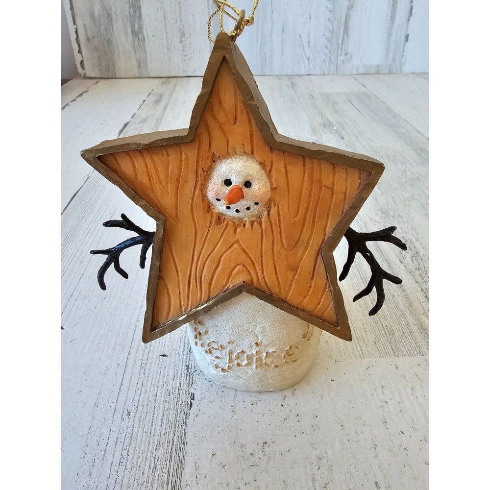 Deb strain Snowman star rejoice 1999 ornament Xmas tree decor
